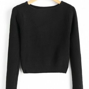 Black long sleeve fitted pullover sweater